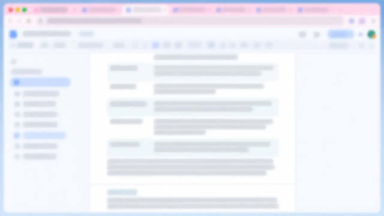 A screen recording with all document text and browser identifiers permanently obscured